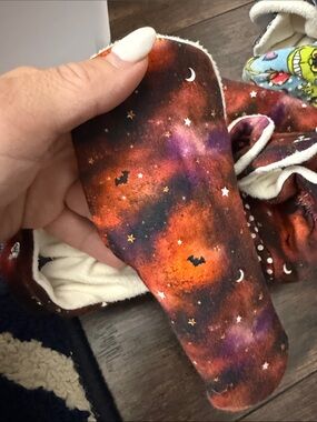 Kids Galaxy Halloween Baby Walker Shoes - Orange Purple Stars